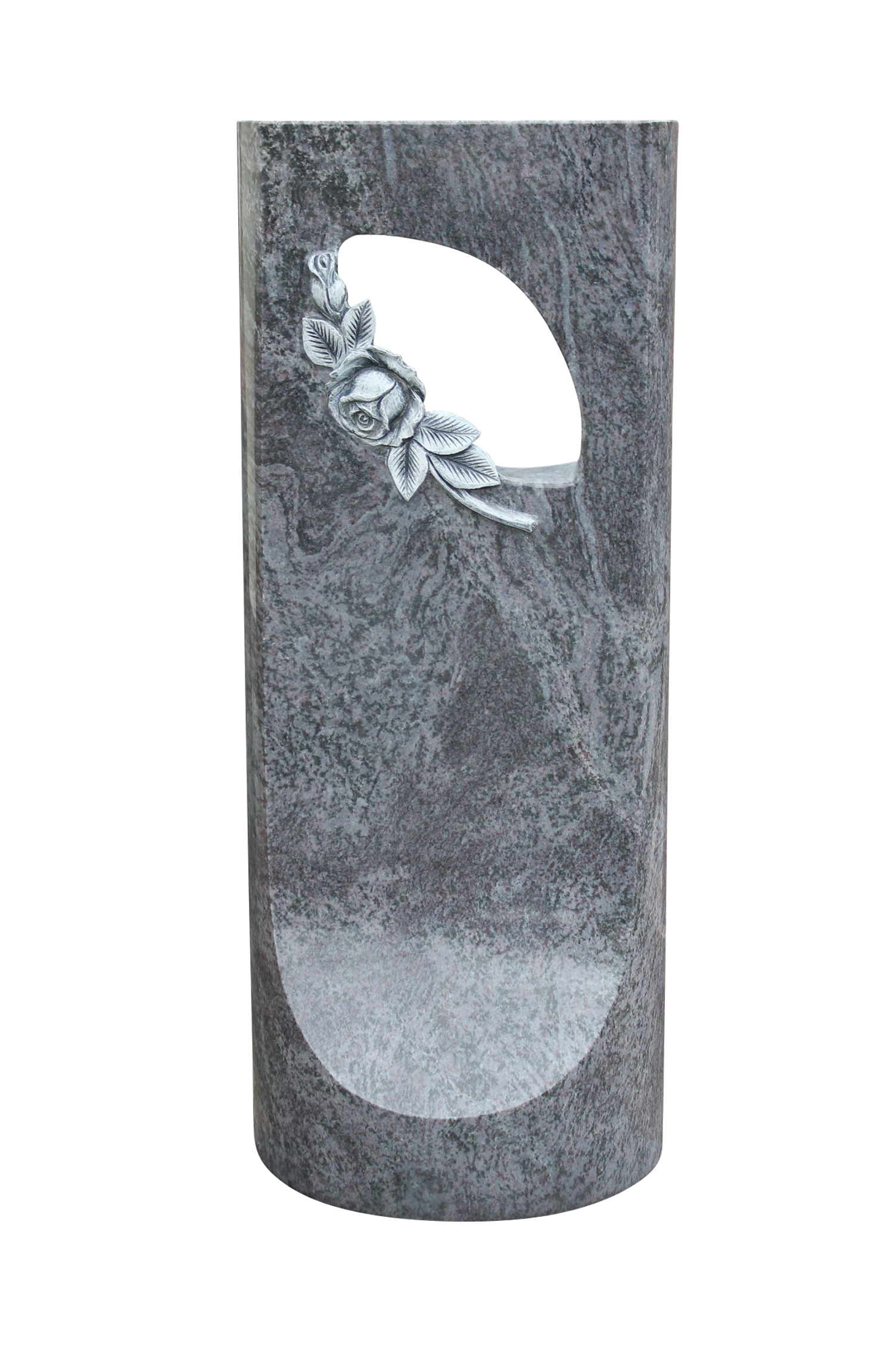 Einzelgrabstein, Grabmal mit Durchloch und erhabendem Rosa